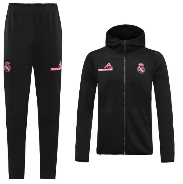 Real Madrid Black Pink Training Kits Hoodie Jacket with Trousers 2020/21